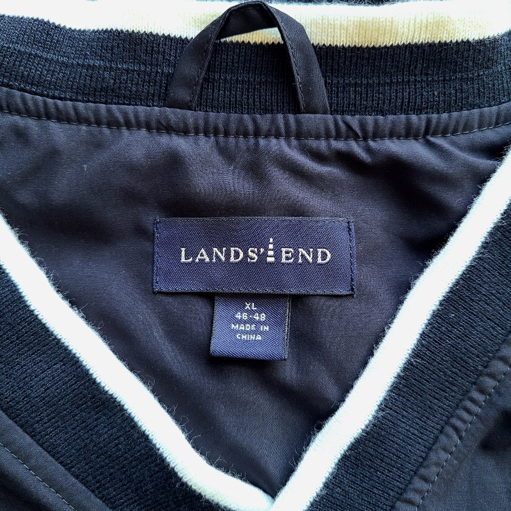 Lands End Size XL Vest V Neck Golf Mesh Lined Windbreaker Pockets Performance - Picture 4 of 11